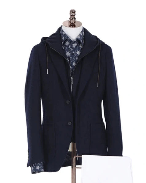 Navy Blue Plaid Jacket