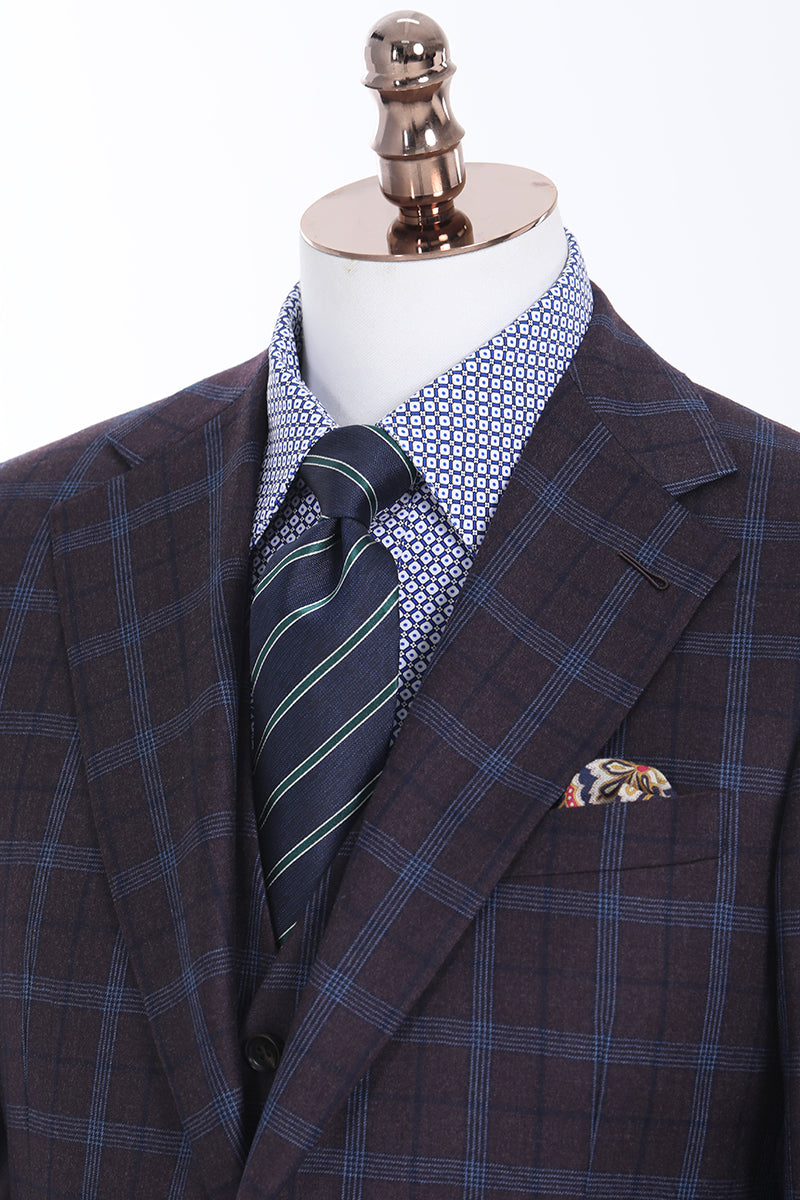 Brown Plaid Three-Piece Suit