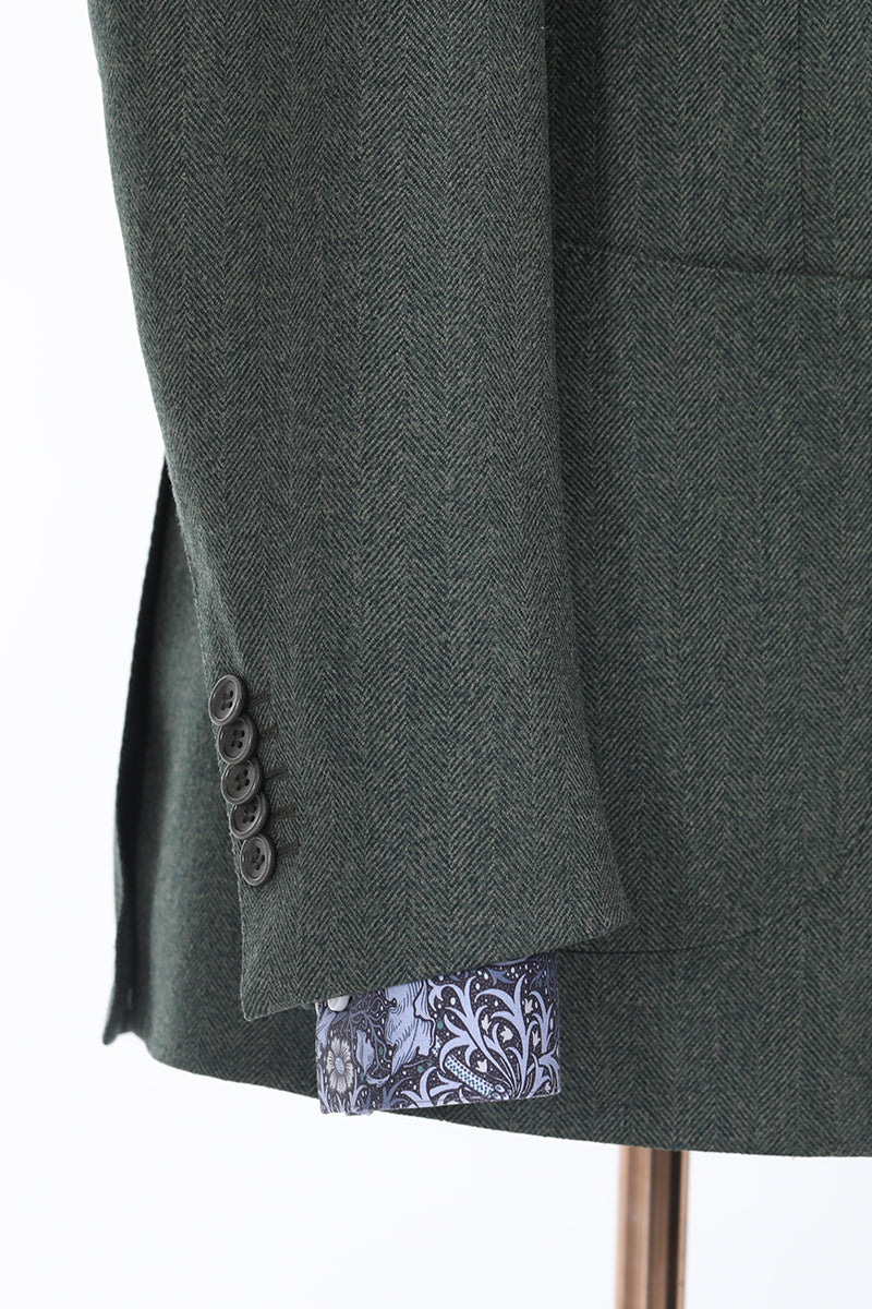 Army Green Herringbone Two-Piece Suit