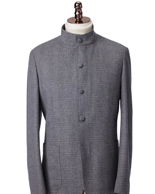 Gray Plaid Casual Jacket
