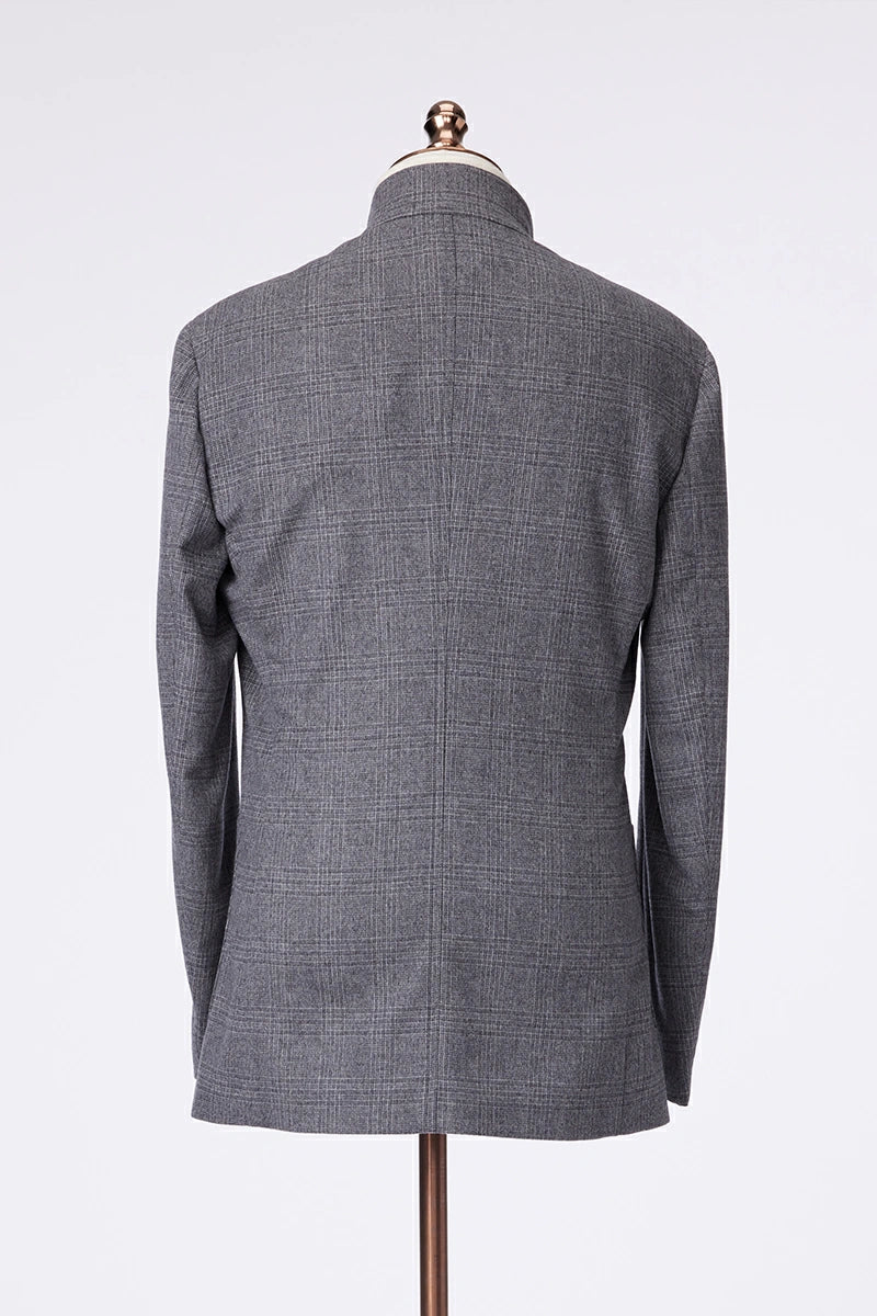Gray Plaid Casual Jacket
