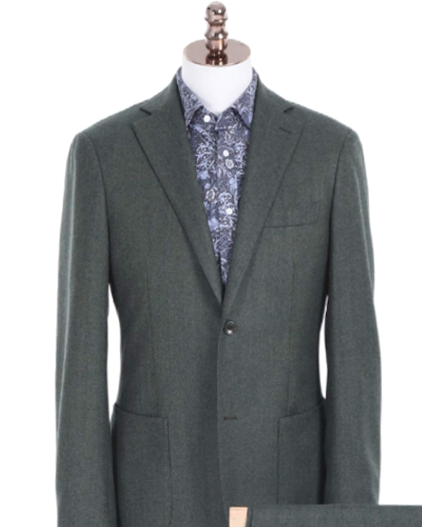 Army Green Herringbone Two-Piece Suit